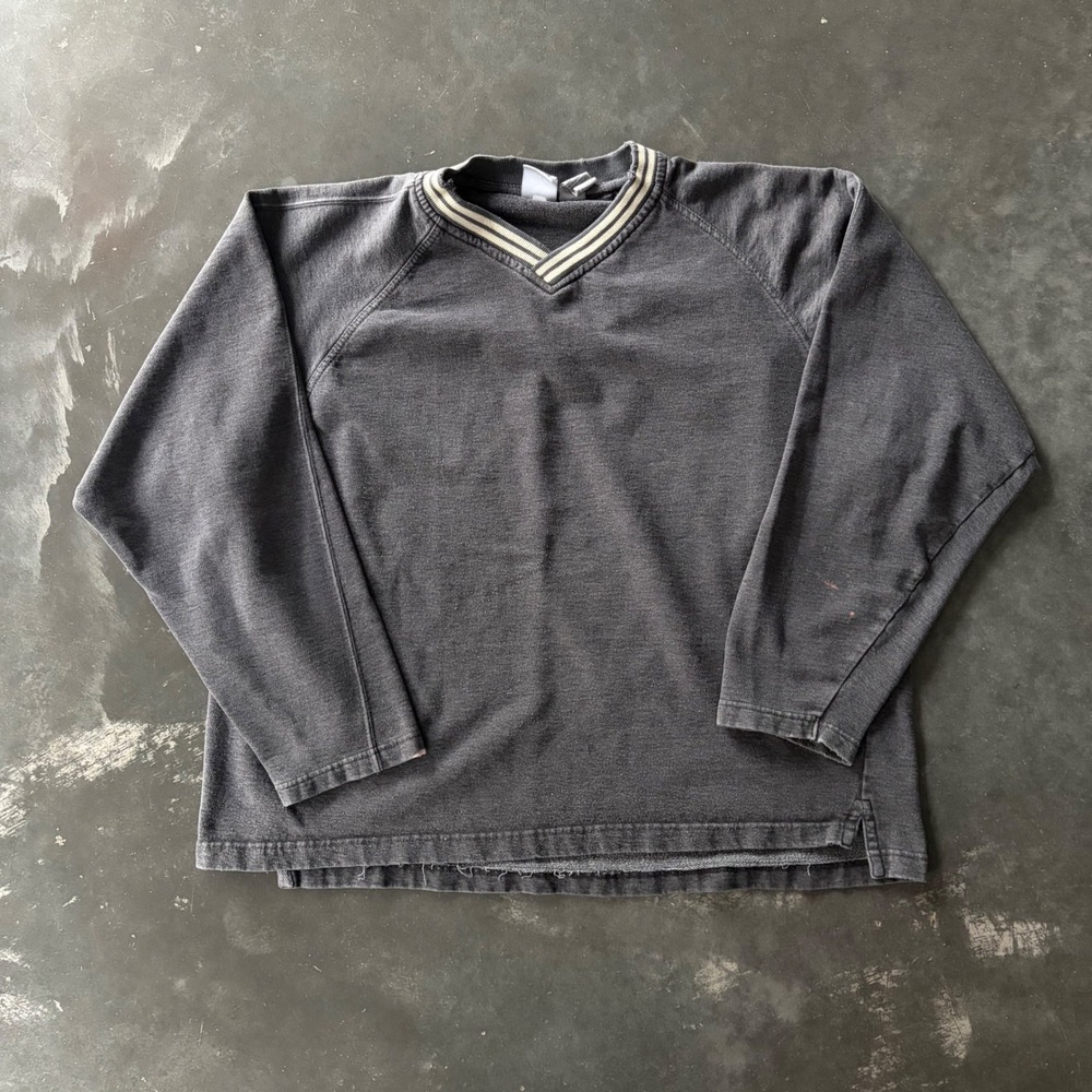 Vintage Franklin Sportswear Mens XL Grey V-Neck Raglan Sweatshirt Pullover